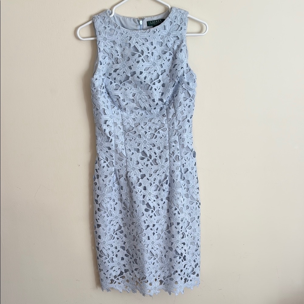 Ralph Lauren Sky Blue Lace Midi Dress